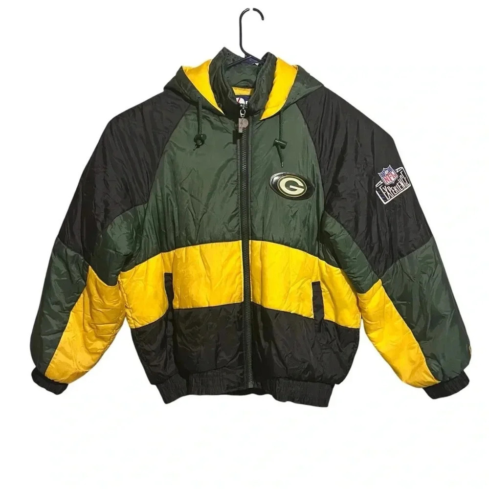 Vintage Green Bay Packers Pro Player Puffer Jacket NFL Football Mens Sz XL Rare